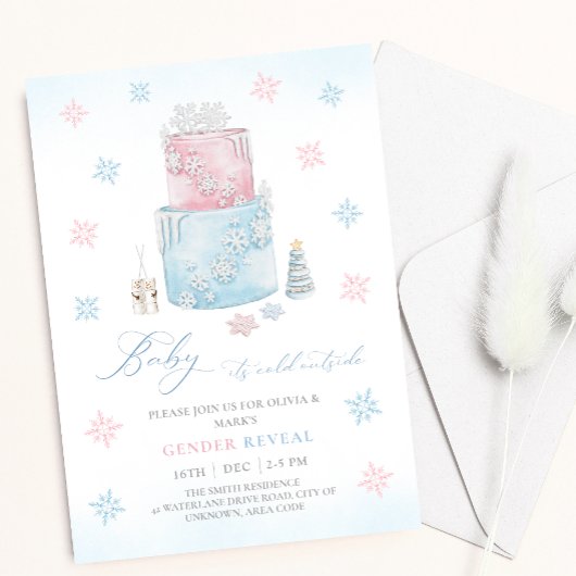 Kerstmis Sneeuwvlok Cake Winter Geslacht onthullen Kaart