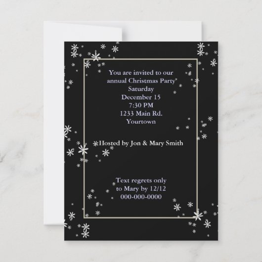 Kerstmis Sneeuwvlok en Diamant feest Kaart (Achterkant)