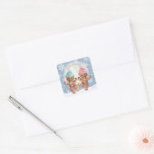 Kerstmis Sneeuwvlok Koekje Dansende Vreugde Vierkante Sticker (Envelop)