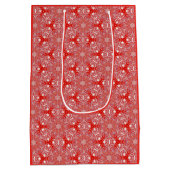 Kerstmis Sneeuwvlok Luxe Patroon Rood Medium Cadeauzakje (Achterkant)