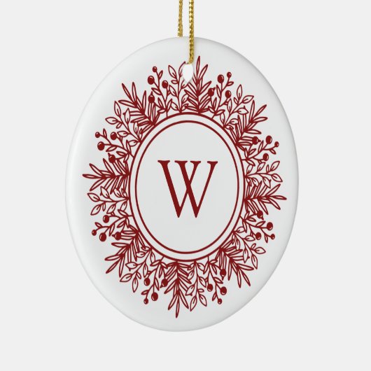 Kerstmis Sneeuwvlok Monogram Keramisch Ornament (Rechts)