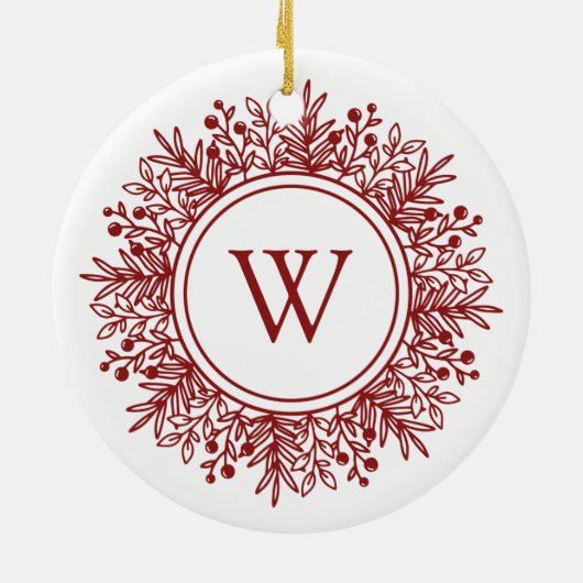 Kerstmis Sneeuwvlok Monogram Keramisch Ornament (Achterkant)