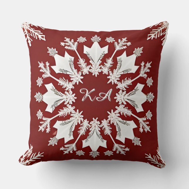 Kerstmis Sneeuwvlok Ontwerp Kussen (Voorkant)