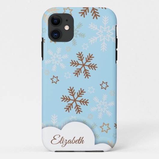 Kerstmis sneeuwvlok op blauwe iPhone Case (Achterkant)