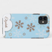 Kerstmis sneeuwvlok op blauwe iPhone Case (Achterkant (horizontaal))