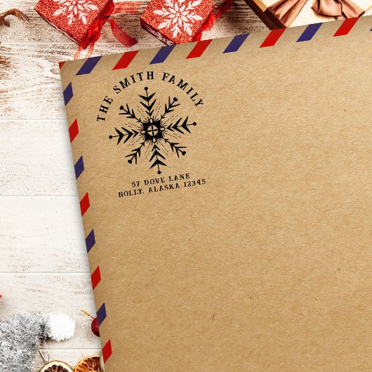 Kerstmis Sneeuwvlok Retouradres Rubberstempel