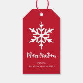 Kerstmis Sneeuwvlok Rode minimalistische feestdag Cadeaulabel (Voorkant)