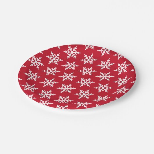 Kerstmis Sneeuwvlok Rode minimalistische feestdag Papieren Bordje (Gekanteld)