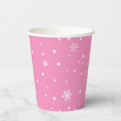 Kerstmis sneeuwvlok roze en witte polka dot papieren bekers (Achterkant)