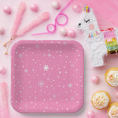 Kerstmis sneeuwvlok roze en witte polka dot papieren bordje (Feest)