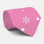 Kerstmis sneeuwvlok roze en witte polka dot stropdas (Opgerold)
