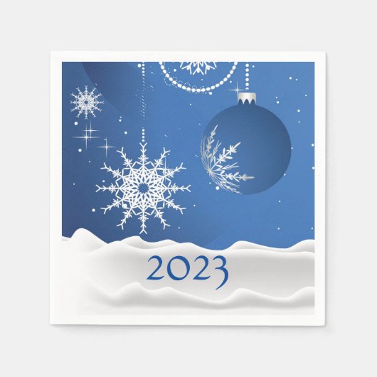 Kerstmis Sneeuwvlok Sneeuw 2023 Naam Papier toevoe Servet (Voorkant)