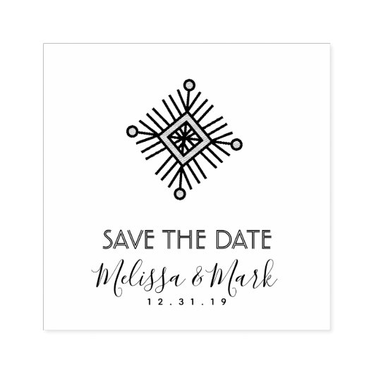 Kerstmis Sneeuwvlok Vierkant Stijl Bewaar de Datum Rubberstempel (Afrduk)