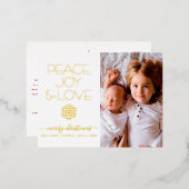 Kerstmis Sneeuwvlok Vrede Vreugde Liefde Foto Echt Folie Feestdagen Briefkaart (Voorkant / Achterkant)