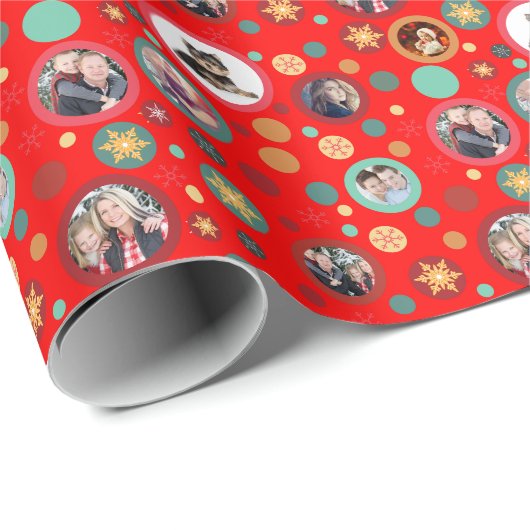 Kerstmis Sneeuwvlokken 8 Favoriete Familie Foto's  Cadeaupapier (Rol Hoek)