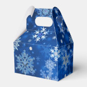 Kerstmis Sneeuwvlokken Blauw en Zilveren Favor Box Bedankdoosjes (Voorkant Zijde)