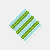 Kerstmis Sneeuwvlokken Blauw & Groen Streeppatroon Servet (Hoek)