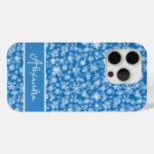 Kerstmis Sneeuwvlokken Blauw wit Naam Gepersonalis Case-Mate iPhone Case (Achterkant (horizontaal))