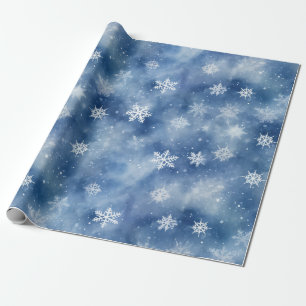 Kerstmis Sneeuwvlokken Blue Sky Cadeaupapier