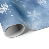 Kerstmis Sneeuwvlokken Blue Sky Cadeaupapier (Rol Hoek)