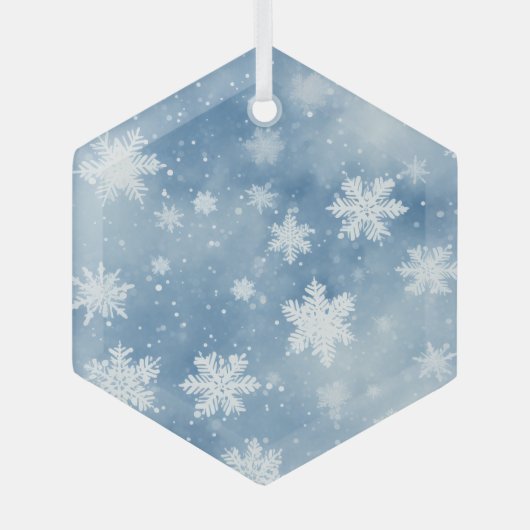 Kerstmis Sneeuwvlokken Blue Sky Glas Ornament (Voorkant)