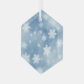 Kerstmis Sneeuwvlokken Blue Sky Glas Ornament (Voorkant links)