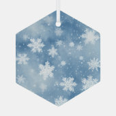Kerstmis Sneeuwvlokken Blue Sky Glas Ornament (Achterkant)