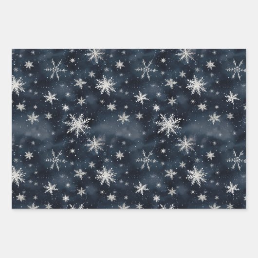 Kerstmis Sneeuwvlokken Blue Sky Inpakpapier Vel (Voorkant 3)