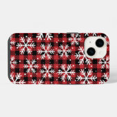Kerstmis Sneeuwvlokken Buffel Plaid Patroon iPhone Hoesje (Achterkant horizontaal)