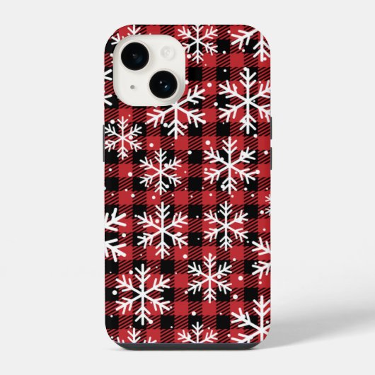 Kerstmis Sneeuwvlokken Buffel Plaid Patroon iPhone Hoesje (Achterkant)
