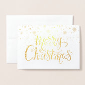 Kerstmis Sneeuwvlokken Chic Schrift Goud Folie Kaarten (Voorkant met envelop)