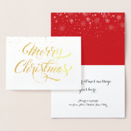 Kerstmis Sneeuwvlokken Elegant Schrift Goud Folie Kaarten