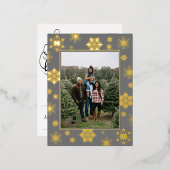 Kerstmis Sneeuwvlokken Foto | Grijs Folie Feestdagen Briefkaart (Voorkant / Achterkant)