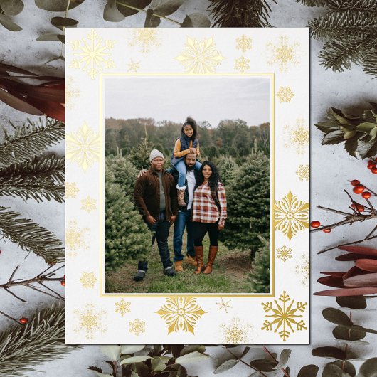 Kerstmis Sneeuwvlokken Foto | Wit Folie Feestdagen Briefkaart