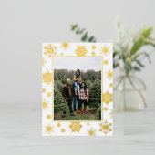 Kerstmis Sneeuwvlokken Foto | Wit Folie Feestdagen Briefkaart (Staand Voorkant)