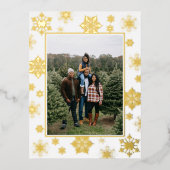 Kerstmis Sneeuwvlokken Foto | Wit Folie Feestdagen Briefkaart (Voorkant)