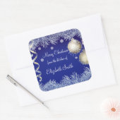 Kerstmis, sneeuwvlokken, koekjes, cadeau vierkante sticker (Envelop)