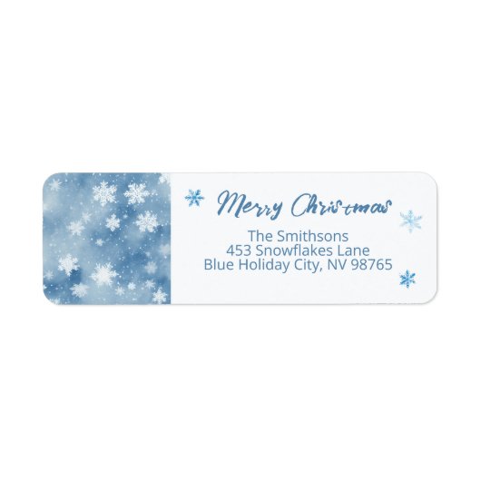 Kerstmis Sneeuwvlokken Lichtblauwe hemel Etiket (Voorkant)