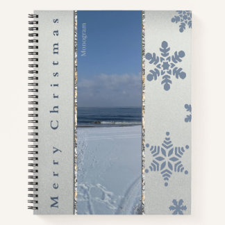 Kerstmis Sneeuwvlokken Monogram Notitieboek