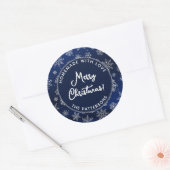 Kerstmis Sneeuwvlokken op Gradient Blue Ronde Sticker (Envelop)