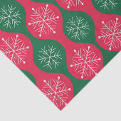 Kerstmis Sneeuwvlokken op  Groene Rode Ogee Tissuepapier (Detail)