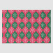 Kerstmis Sneeuwvlokken op  Groene Rode Ogee Tissuepapier (Voorkant)