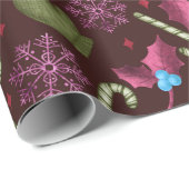 Kerstmis, sneeuwvlokken, peppermint-teken cadeaupapier (Rol Hoek)