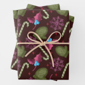 Kerstmis, sneeuwvlokken, peppermint-teken inpakpapier vel (In situ)