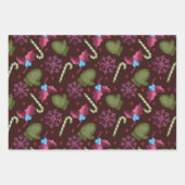 Kerstmis, sneeuwvlokken, peppermint-teken inpakpapier vel (Voorkant)