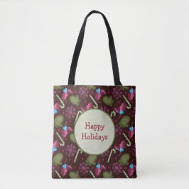 Kerstmis, sneeuwvlokken, peppermint-teken tote bag