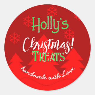 Kerstmis sneeuwvlokken rode label