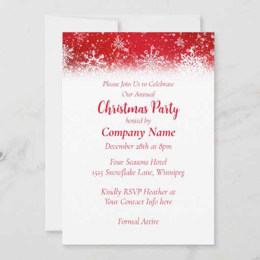Kerstmis Sneeuwvlokken Rood Kaart (Voorkant)