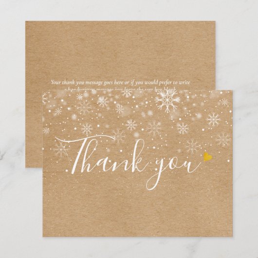 Kerstmis Sneeuwvlokken Rustieke Kraft Script Busin Bedankkaart (Voorkant / Achterkant)