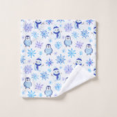 Kerstmis Sneeuwvlokken, sneeuwpoppen en pinguïns Bad Handdoek (Wasdoekje)